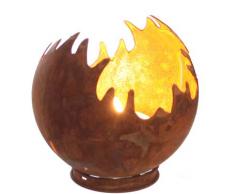 Edelrost Windlicht Feuerkugel Feuerball D11 Rost Metall