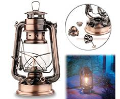 Lunartec Stalllaterne Petroleum-Sturmlaterne mit Glaskolben, Bronze, 24 cm (Petroleumlaterne)