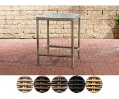 CLP Polyrattan Tisch Alia 5mm I Gartentisch Rundrattan I Bartisch Mit Glasplatte I Gartenmöbel Natura