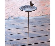 Loberon Vogeltränke Finch, Gusseisen, H/Ø ca. 109/20 cm, braun