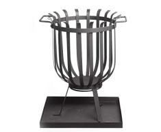 Gartenfreude Home Feuerkorb Feuerschale Feuerstelle mit Feuerhaken und Untersetzer 36 x 36 x 46 cm, Schwarz
