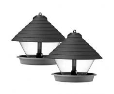 HAMMARPLAST 2er Set Vogelhaus Vogelhäuschen Vogelfutterhaus Futterhaus Vögel Vogel Silo Vogelfutterstelle Durchmesser 27 cm schwarz