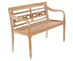 Gartenbank Sitzbank Parkbank 2-Sitzer aus Teak-Holz White Washed Shabby Chic massiv Handarbeit mit Schnitzereien für Terrasse Garten Balkon 120 cm Natur White wash wählbar (Natur)