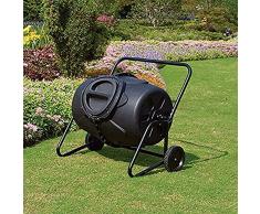 CRZJ Garden Compost Tumbler, 50 Gallon Wheeled Tumbler Komposter Garten-Yard-Arbeit Mulch Maker Composing Organic Waste