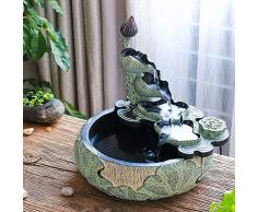 LSLMCS Wasserfall Desktop-Brunnen Hausgarten Zimmerbrunnen Kreative Rockery-Brunnen Dekoration-Harz-Fisch-Teich Feng Shui Small Desktop-Bonsai Tabletop