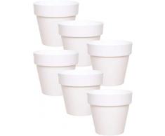 idea-station Blumentöpfe, 6 Stück, 12 cm, Weiss, rund, Blumentopf, Blumenvase, Übertopf, Pflanzkübel, Pflanztöpfe, Pflanzentopf, Kräutertopf, Indoor, Outdoor, bruchsicher