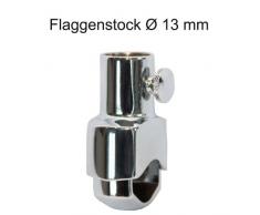 MARETEAM® Flaggenstockhalter Messing verchromt für Relingsrohr für Ø 13 mm Flaggenstock