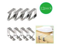 Tischdeckenklammer, Tischtuchhalter,Tischtuchklammern Edelstahl 12 Stück(50mmx40mm)Edelstahl Tischtuchklammern für Gartentisch,Picknick,Terrasse,Restaurant-Tischtuchhalter-Klemmen-Flexibel,Fester Halt