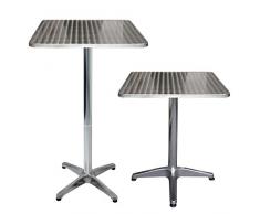 Multistore 2002 Aluminium Bistrotisch Stehtisch 60x60x70/110cm Beistelltisch Gartentisch Balkontisch Frühstückstisch 4-Fußkreuz Gartenmöbel Balkonmöbel Terrassenmöbel Aluminiumtisch Partytisch