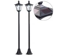 Royal Gardineer Solarlaternen: 2er-Set Solar-LED-Gartenlaternen, Dämmerungssensor, 40 lm, dimmbar (Wegeleuchten Laterne)