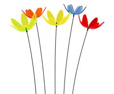 SUNPLAY Sonnenfänger Seerose im Farbmix, 5 Stück zu je 15 cm Durchmesser im Set + 70 cm Schwingstäbe