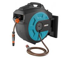 GARDENA Wand-Schlauchbox 35 roll-up automatic: Schwenkbare Schlauchtrommel, 35 m GARDENA Qualitätsschlauch, kurze Arretierstops, inkl. Wandhalterung, Systemteilen und Spritze (8024-20)