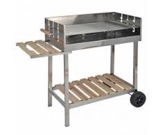 WAGNER Grill XXL Edelstahl Grillwagen Holzkohlegrill fahrbar mit Holzablage