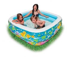 Aquarium Pool ca. 159 x 159 cm Höhe ca. 50 cm Planschbecken Badespaß Schwimmbad für Kleinkinder Pool Planschbecken Kinderpool Babypool Baby Pool Schwimmingpool Kinderplanschbecken ideal für den Garten , Terrasse , Urlaub ,