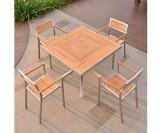 Esstisch Andalo Edelstahl Teak Massivholz Tischplatte 100 x 100 cm