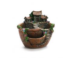 BESTOMZ Mikro Landschaft Kunstblumen sukkulente Pflanzen kleine kreative Blume Topf Topflappen hängen Gartengestaltung mit süßen Haus