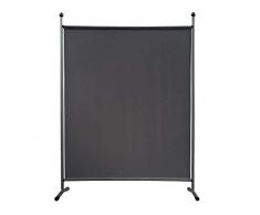 QUICK STAR Paravent 150 x 190 cm Stoff Raumteiler Groß Garten Stellwand Trennwand Balkon Sichtschutz Grau