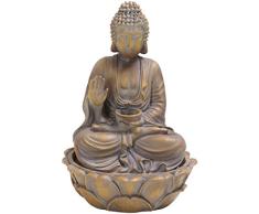 Dehner Zimmerbrunnen Buddha, ca. 32.3 x 25.5 x 25.5 cm, Polyresin, grau/gold