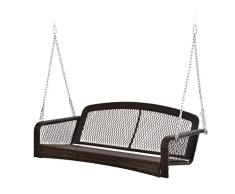 Outsunny Gartenschaukel, Schaukelbank, Gartenbank für 2 Personen, Terrasse, Rattan, Braun