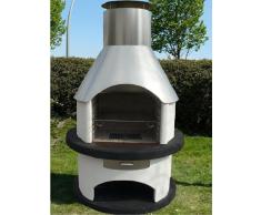Ravenna weiß-anthrazit-Edelstahl Grillkamin