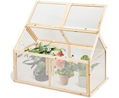 COSTWAY Frühbeet Holz Hochbeet Pflanzkasten Pflanzhaus Gewächshaus Treibhaus Frühbeetkasten Garten Balkon(100x53x71cm)