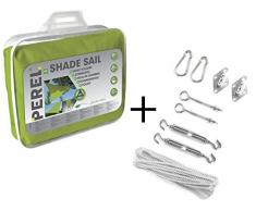 Sonnensegel Dreieck 5 x 5 m PEREL inkl. Edelstahl Montagekit