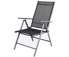 Mojawo Gartenstuhl - Hochlehner 7-Fach verstellbar - zusammenklappbar - Klappstuhl - witterungsbeständiges Aluminium - wetterfeste Gartenmöbel - Silber/anthrazit