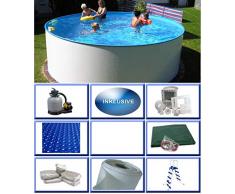 Stahlwandbecken Set Mexico Basic rund ø 3,50m x 0,90m Folie 0,4mm All Inklusive Set Pool Rundpool / 350 x 90 cm Stahlwandpool