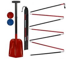 ALPIDEX Lawinensonde 260 oder 320cm und Schneeschaufel Klappbar Set Aluminium Leicht Kompakt Lawinenset, Farbe:Red - 320 cm
