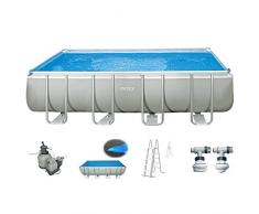 Intex Pool 549x274x132 cm Schwimmbad Stahlwand Metallrahmen mit Intex Sandfilter 4.500 l/h, Leiter, Solarfolie