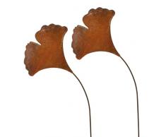 Gingoblatt, Blumenstecker; 58 cm; Metall, Rost; 2 Stück; Beetstecker; Blumenstecker; Gartenstecker