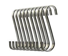 ilauke 10 S-Haken Edelstahl Küchenhaken Haken Besteckhalter 18/8 Rostfrei S Form Hängehaken für Küche BBQ Backen und viele weitere Möglichkeit (10 S-Haken)