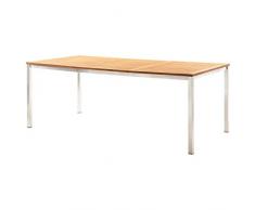 Tidyard Garten-Esstisch Holztisch Gartentisch Gartenmöbel Balkontisch Terassentisch 200 x 100 x 75 cm,Wetterbeständig und langlebig,Rostbeständig,Massives Teakholz, Edelstahl 304