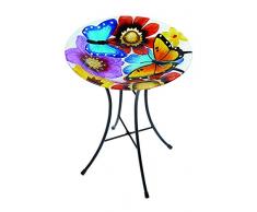 Gardman A04375 Glas-Vogelbad mit Schmetterlingsdekoration