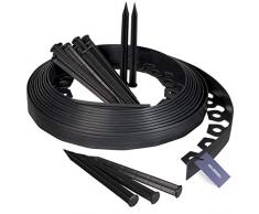 HOLZBRINK Rasenkante Wurzelsperre Flexibles PVC Band inkl. 20 Anker, Höhe 38mm, Länge: 10m, HRK02-38