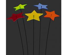 SUNPLAY Sonnenfänger Sterne Stella im FARBMIX, 5 Stück zu je 20 cm Durchmesser im Set + 70 cm Schwingstäbe