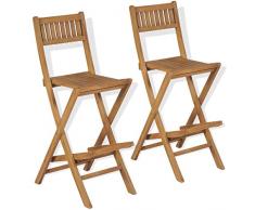 vidaXL 2X Teak Massiv Garten Barstuhl Klappbar Barhocker Gartenstuhl Balkon