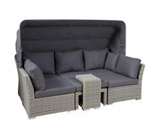 LC Garden Muschel-Set Relaxset Loungebank Loungeset Strandkorb Bilbao Relax grau-Mix Poly Rattan Alu