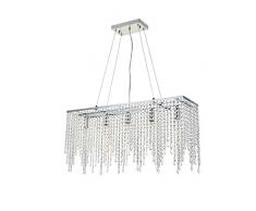 A1A9 Luxus Kristall Kronleuchter Deckenleuchten, moderne Rechteck Regentropfen Kronleuchter Leuchte, klare K9 Kristall Romantische LED Pendelleuchte für Wohnzimmer, Esszimmer, Foyer, Lounge, Bar