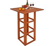 Deuba Stehtisch Akazienholz Massiv I 75 x 75 x 110cm Eckig Bistrotisch Gartentisch Bartisch Balkontisch Holztisch Garten