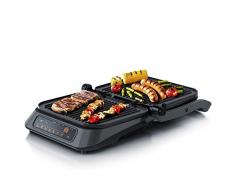 Arendo - Kontaktgrill - Elektrogrill - elektrischer Tischgrill mit Digitalsteuerung 1900 W - Sandwichmaker - 7 Programme - antihaft beschichtetes Edelstahl - abnehmbare Platten Abtropfschale - GS
