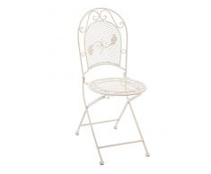 aubaho Nostalgie Gartenstuhl 9kg Eisen Stuhl Klappstuhl Antik-Stil Creme Weiss