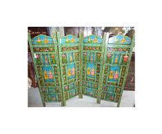 int. dailleurs - Holz-Paravent/Kopfteil Moghol blau - PAR032