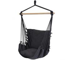 ORION GROUP Hängesessel Brasilien Brasil Hängesitz Hängestuhl Schaukel zum Aufhängen Buchenholz 90 cm bis 120 kg buntgestreift 114x90 cm schwarz