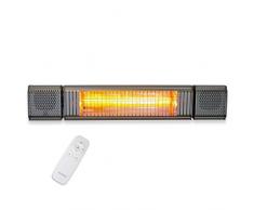 VASNER Appino BEATZZ Grau Grey Infrarotstrahler dimmbar 2000 Watt mit Bluetooth, LED Backlight Licht, Musik-Lautsprecher Außenbereich