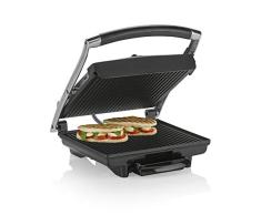 Tristar GR-2848 Edelstahl Kontaktgrill/ Sandwich Grill mit herausnehmbarer Krümmelschale, antihaftbeschichtet, integrierte Fettablauffunktion