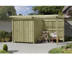 Gartenpirat Gerätehaus Holz mit Flachdach Typ-2 Gartenhaus mit Unterstand 387 x 224 cm