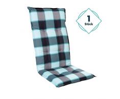 Homeoutfit24 Sun Garden 1-Stück Gartenstuhl-Auflage Prato in Hellblau, gepolstertes Sitzkissen für Hochlehner-Gartenmöbel, 120 x 50 x 7 cm