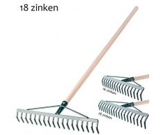 KADAX Rechen, breite Harke für Garten, Beet, Rasen, Gartenharke, Bügelrechen, Rasenrechen aus Metall, Laubrechen, Laubbesen, Gartengerät, Heurechen, Gartenwerkzeug (18 Zinken, Holzstiel)