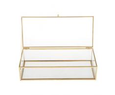 Bonarty Glas Terrarium Box, Vintage Transparent Schmuckschatulle aus Glas, rechteckige Glas Sukkulente Pflanzgefäß für Schmuck Sukkulenten Make-up